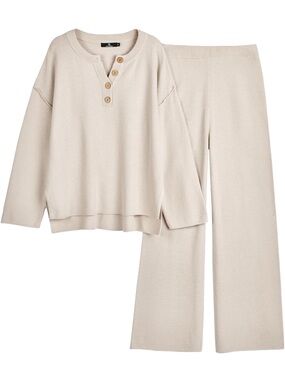 LILLUSORY Women's 2 Piece Lounge Sets Oversized Matching Cozy Knit Sets